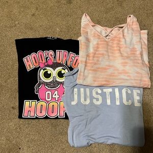 Lot of 3 Justice shirts, size girls plus 18-20